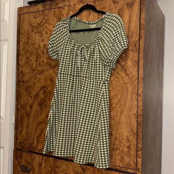 Madewell Green and White Gingham Mini Dress - Picture 4 of 5